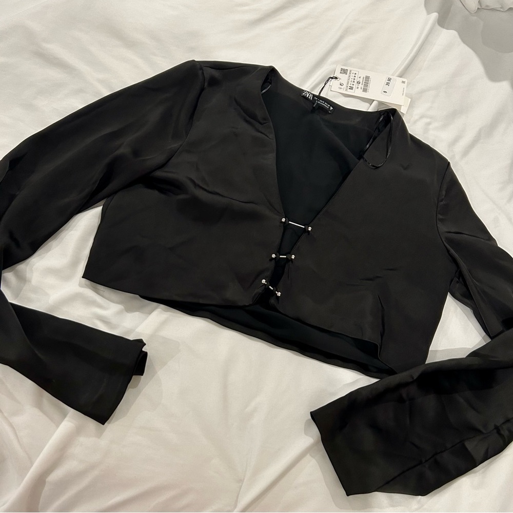 Zara cropped silk top
